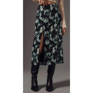 Maeve by Anthropologie Lille Floral Midi Skirt with Side Slit and Zip Size 12